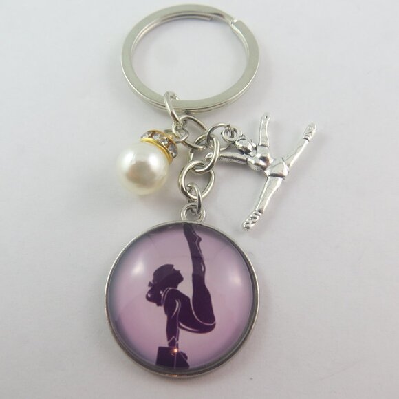 Gymnastic Key Chain Gymnast Key Chain with Charms Gymnastics Girls Coach Gift - Picture 1 of 4